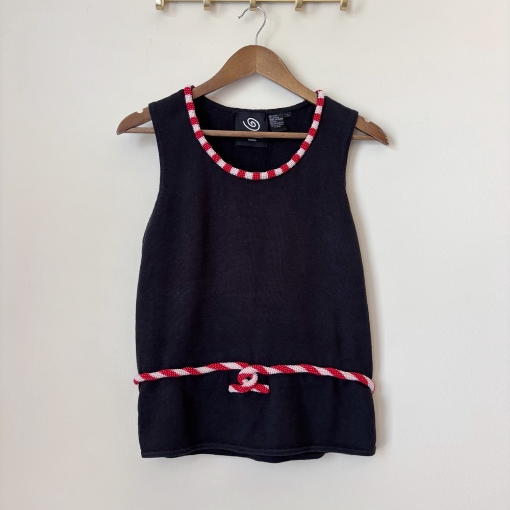 Michael Simon Vintage Beaded Candy Cane Tank Top Large Christmas